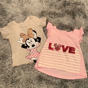 3/$15 Lot bundle of 2 Baby Girl Minnie Mouse Tops